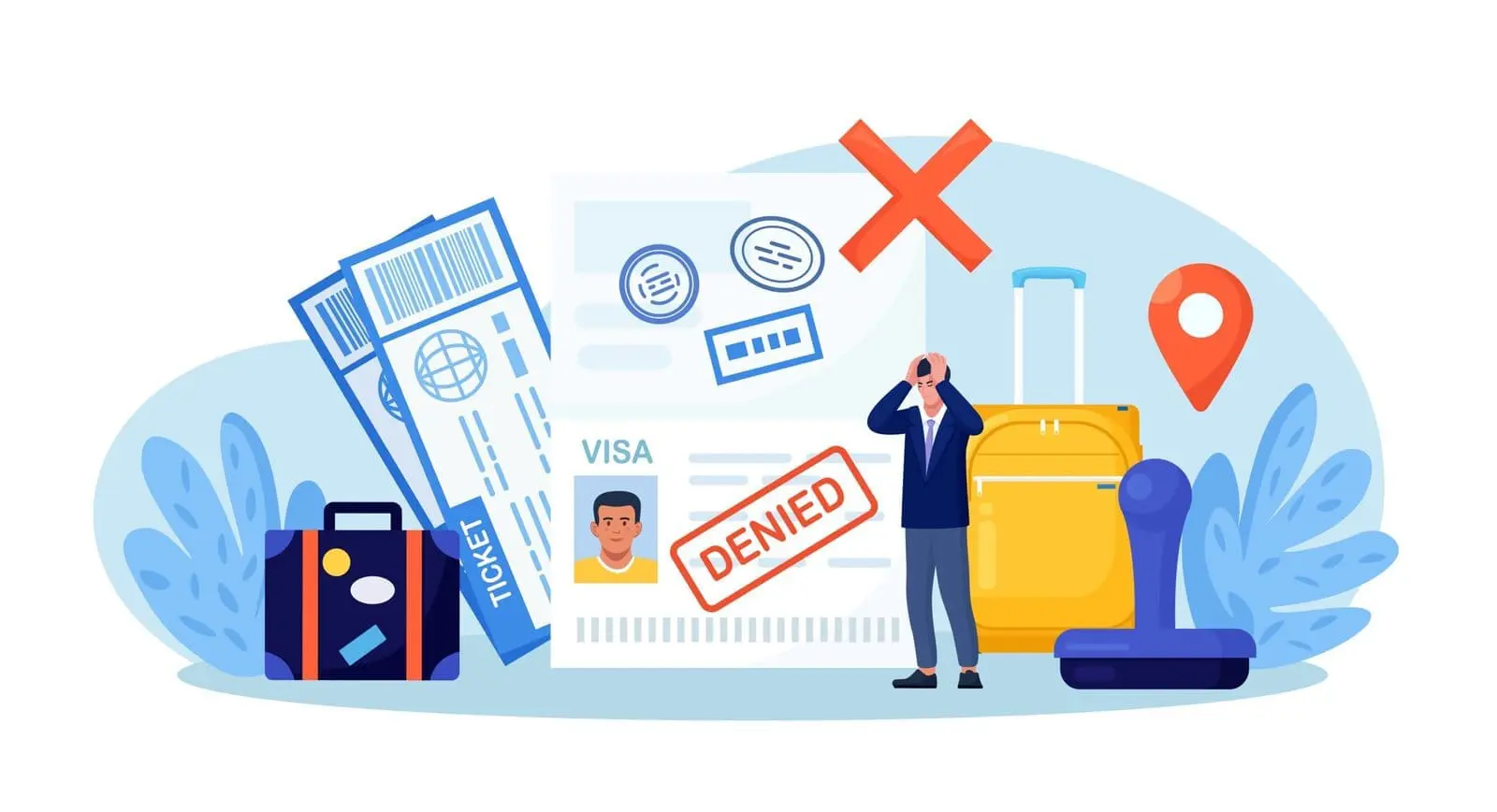 Illustration of a person looking disgusted after a French long-stay visa refusal, symbolizing the challenge of overcoming denial
